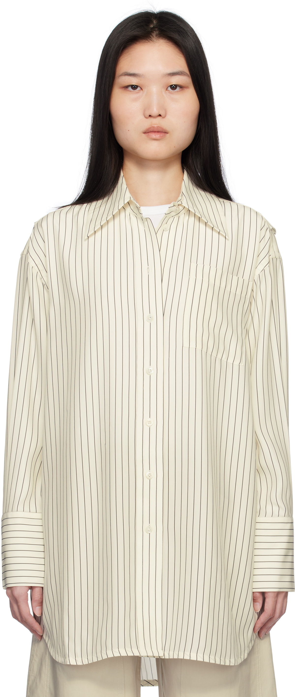CO Off-White Striped Button Down Shirt