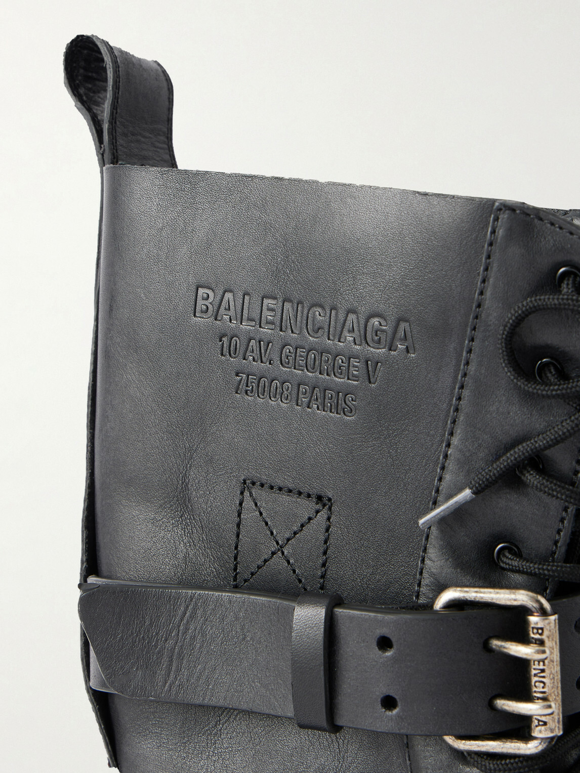 Balenciaga - Venom Distressed Leather Boots - Black