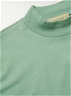 FEAR OF GOD ESSENTIALS - Logo-Appliquéd Cotton-Jersey Mock-Neck T-Shirt - Green