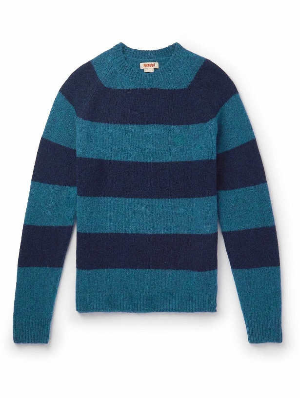 Photo: Baracuta - Shetland Striped Wool-Blend Sweater - Blue