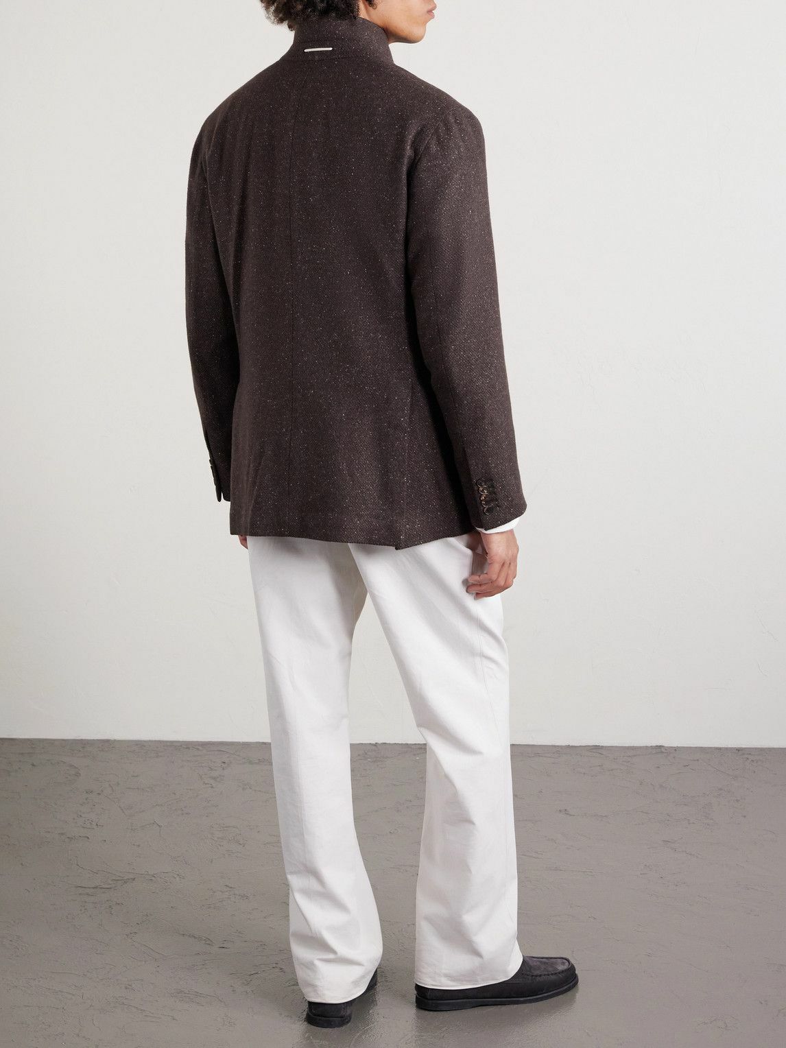 UMIT BENAN - Norman Flecked Cashmere and Silk-Blend Blazer - Brown
