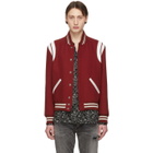 Saint Laurent Red Wool Teddy Bomber Jacket