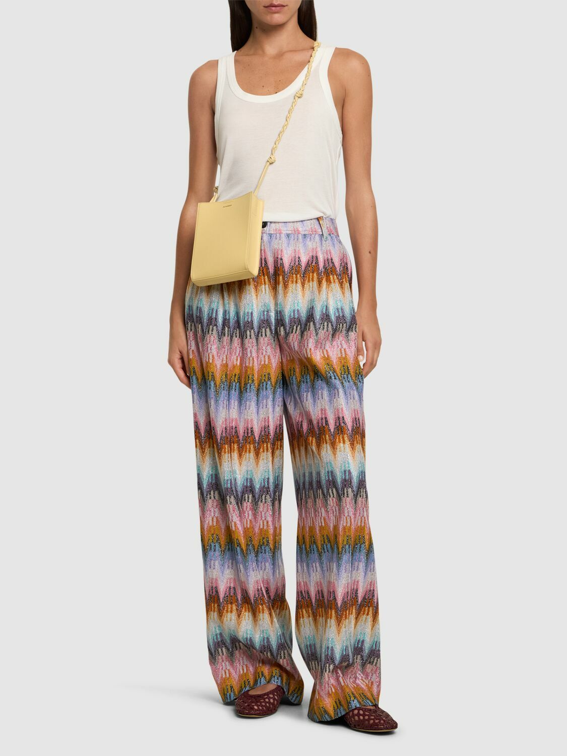パンツ Missoni Gold Lame Chevron Viscose Flare Pants P00849683.jpg