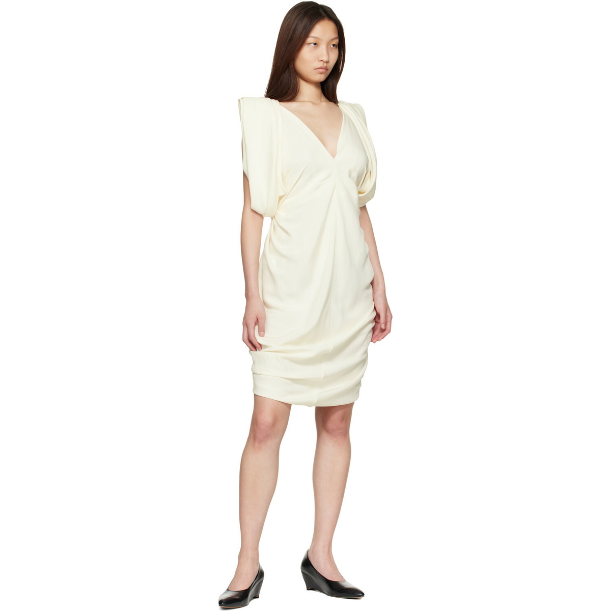Versace Off-White Cocktail Crepe Midi Dress