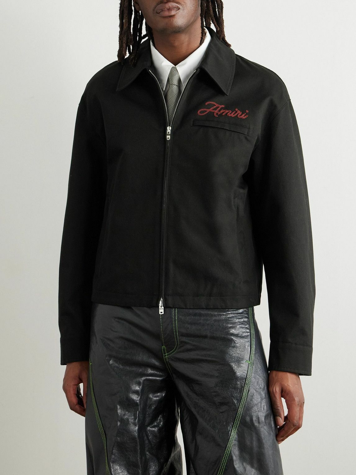 AMIRI - Logo-Embroidered Appliquéd Cotton-Twill Jacket - Black Amiri
