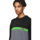 Kenzo Black and Green Colorblock Sweater