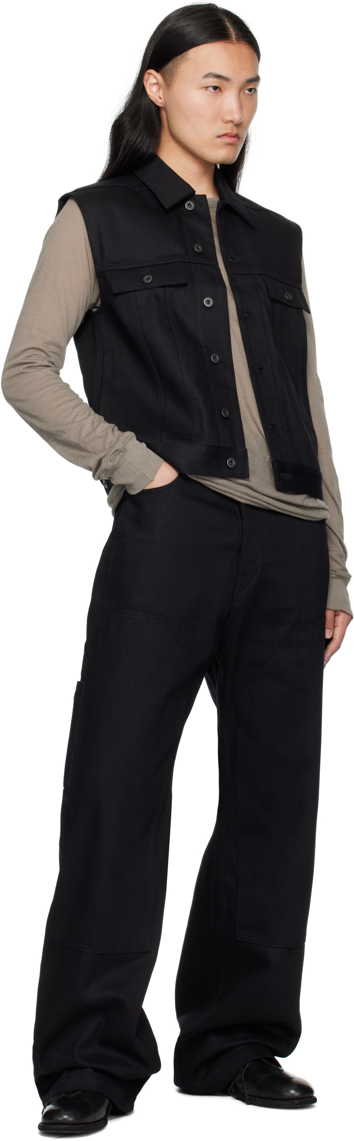 Rick Owens DRKSHDW Black Hollywood SL Trucker Denim Vest