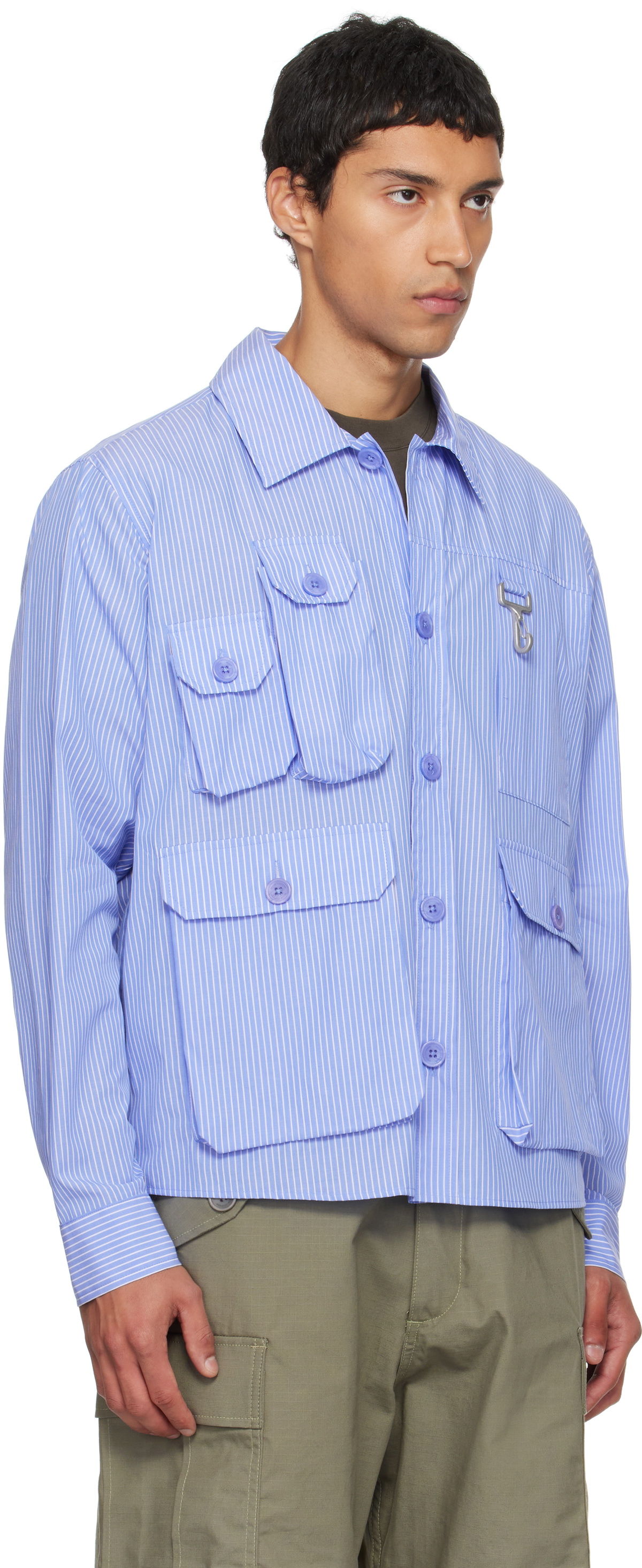 Reese Cooper Blue Cargo Button Down Shirt