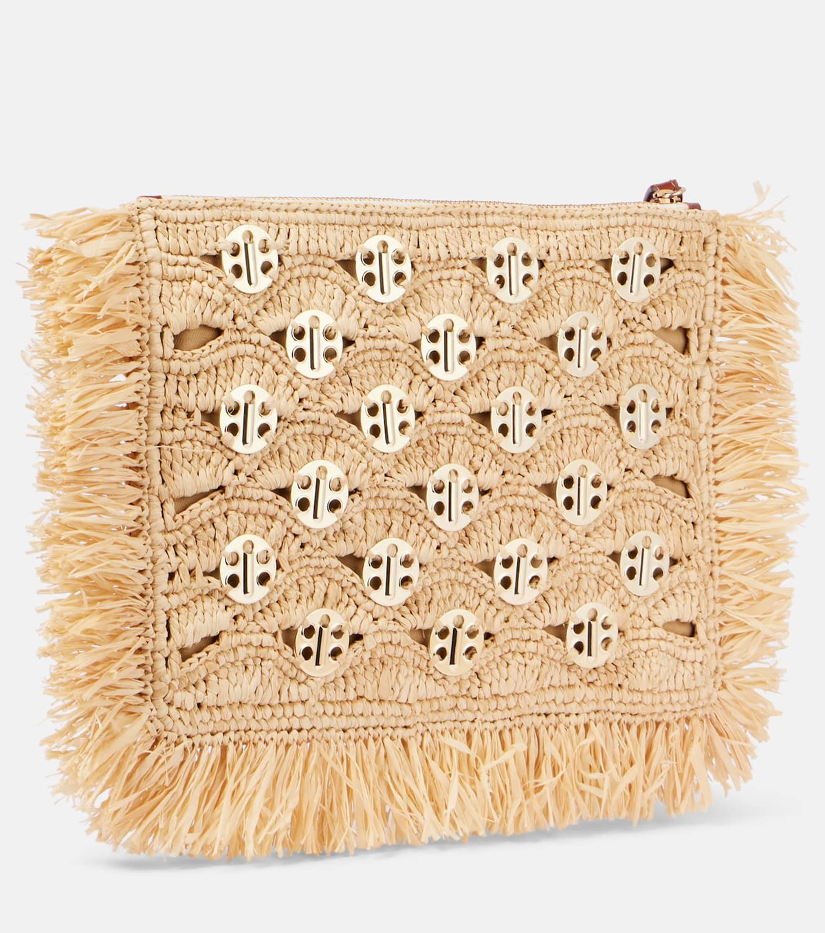 Rabanne Embellished raffia clutch