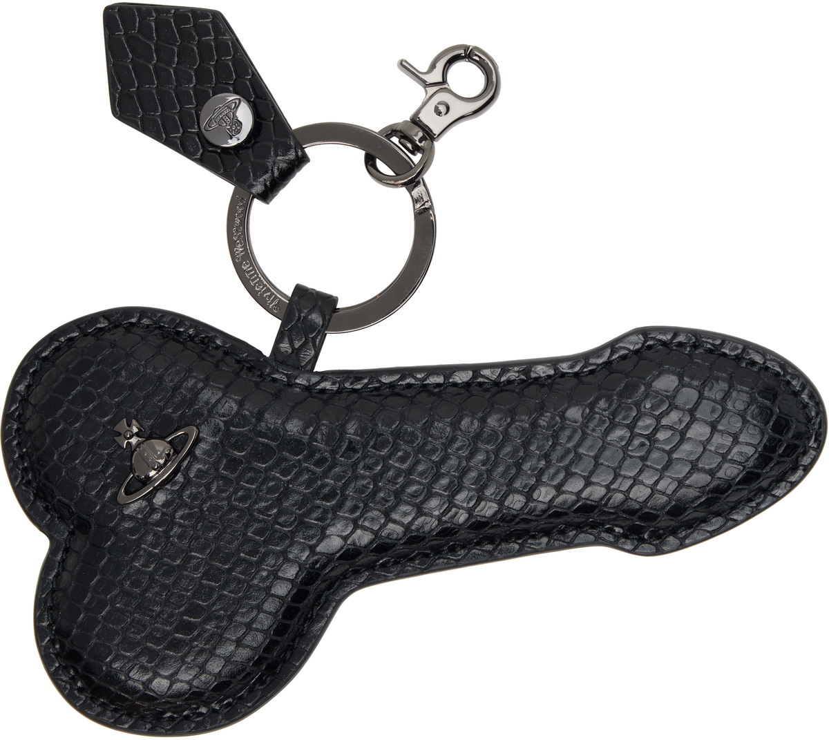 Vivienne Westwood Black Snake Embossed 'Penis' Keychain Vivienne
