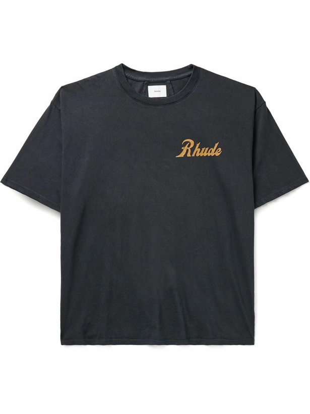 Photo: Rhude - Sales and Service Logo-Print Cotton-Jersey T-shirt - Black