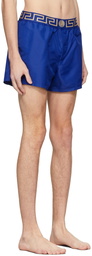 Versace Underwear Blue Greca Border Swim Shorts