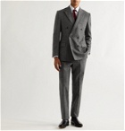 Husbands - Jagger Slim-Fit Double-Breasted Pinstriped Wool Suit Jacket - Gray