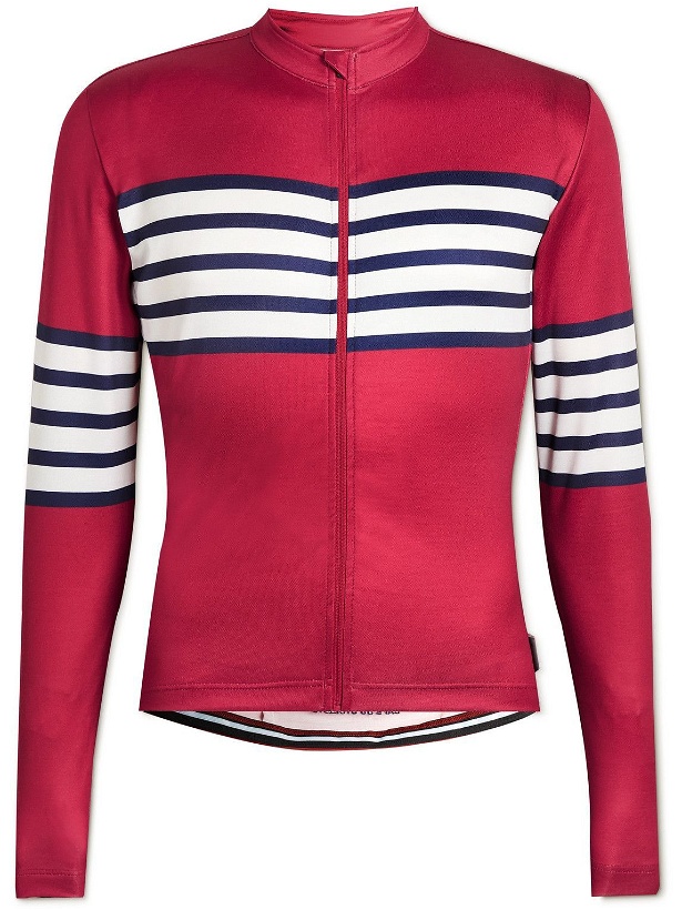 Photo: Café du Cycliste - Claudette Striped Recycled Cycling Jersey - Red