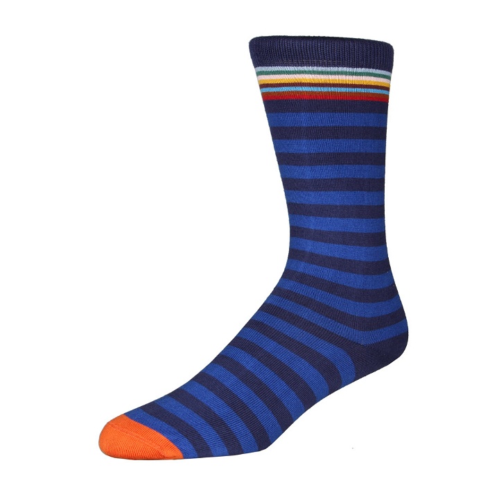 Photo: Multi Top Two Stripe Sock - Blue