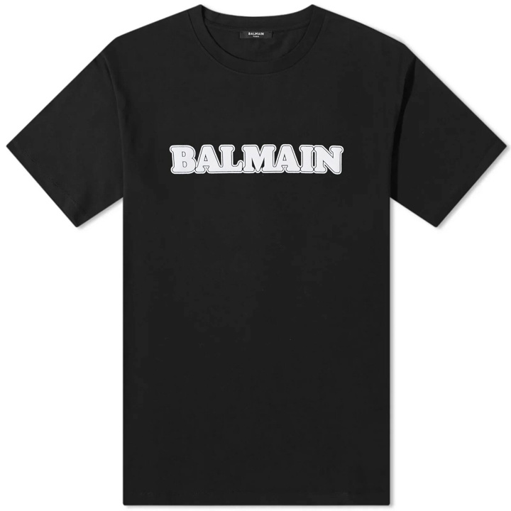 Photo: Balmain Men's Retro Logo T-Shirt in Black/White