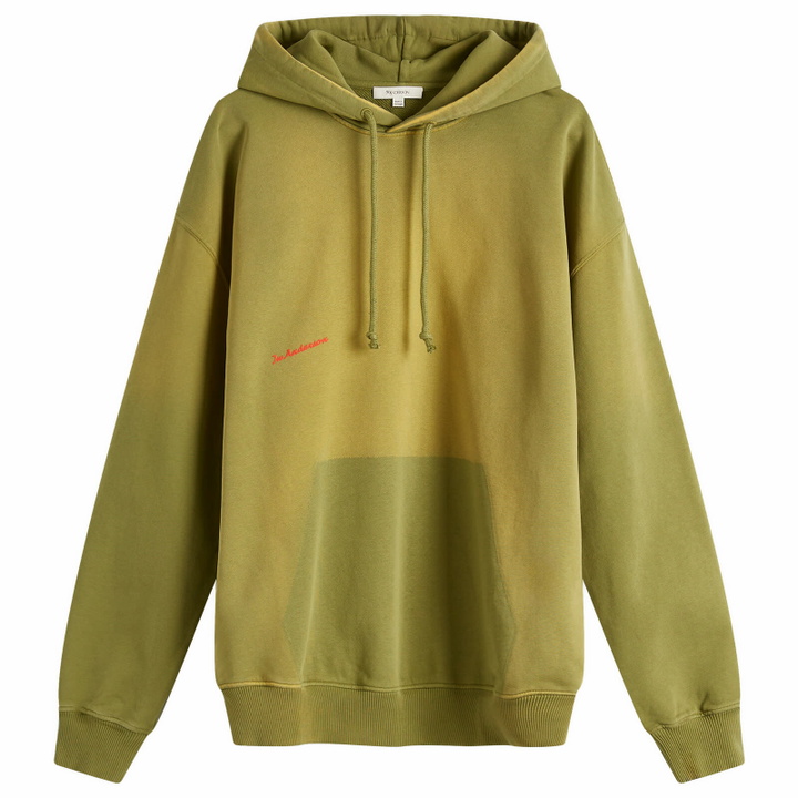 Photo: JW Anderson Men's Aged Logo Hoodie in Olive
