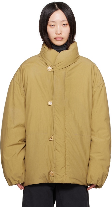 Photo: LEMAIRE Khaki Stand Collar Puffer Jacket
