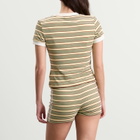 Adidas Women's Striped Terry T-Shirt in Multicolor/Easy Yellow