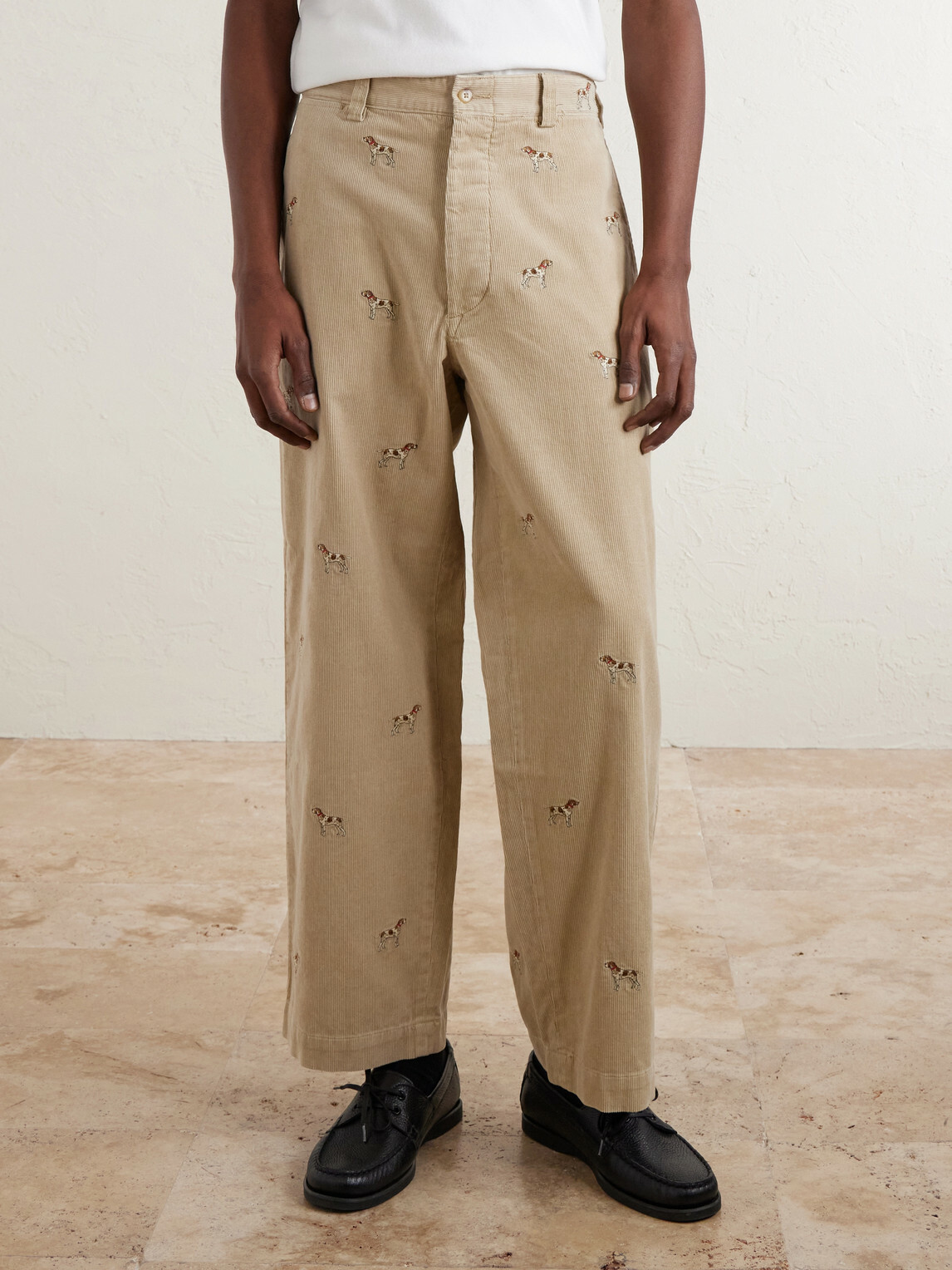 Polo Ralph Lauren - Straight-Leg Embroidered Cotton-Corduroy Trousers - Neutrals