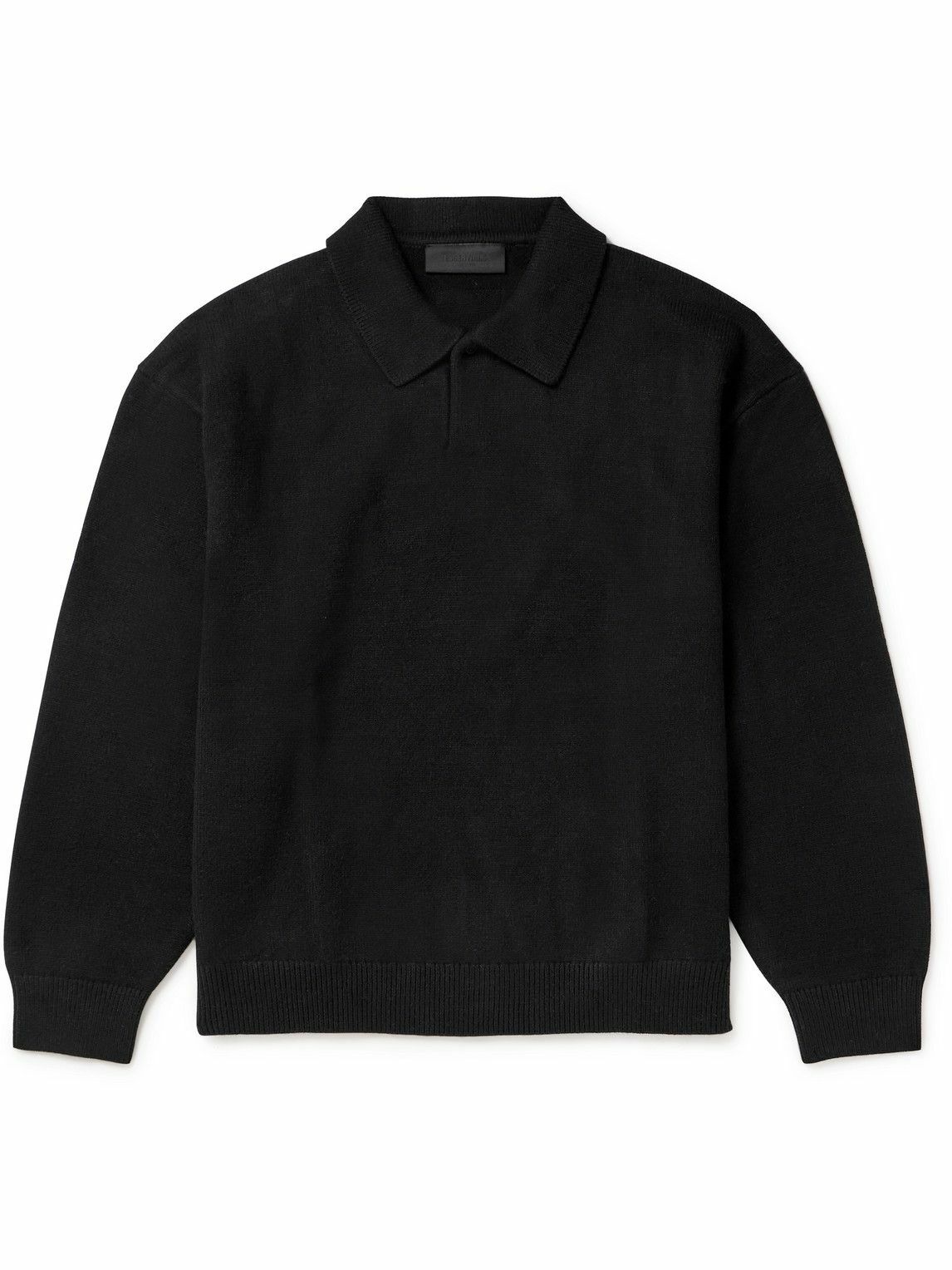 FEAR OF GOD ESSENTIALS - Oversized Knitted Polo Sweater - Black Fear Of ...