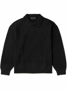 FEAR OF GOD ESSENTIALS - Oversized Knitted Polo Sweater - Black