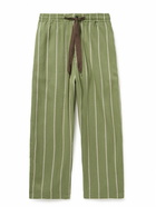 KAPITAL - Phillies Striped Linen and Cotton-Blend Drawstring Trousers - Green