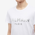 Balmain Men's Classic Fit Foil T-Shirt in White/Silver