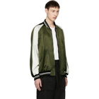 Lad Musician Reversible Black and Green Satin Flower Bomber Jacket