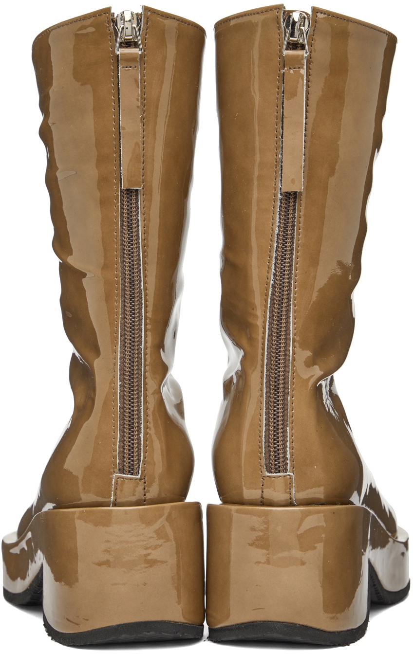 brown patent leather boots