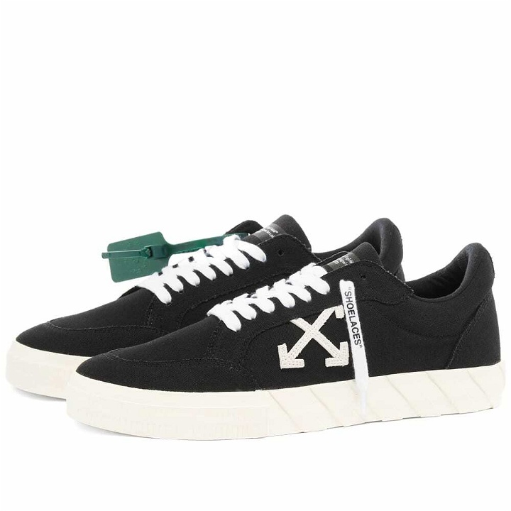 Photo: Off-White Men's Low Vulcanised Canvas Sneakers in Black/White