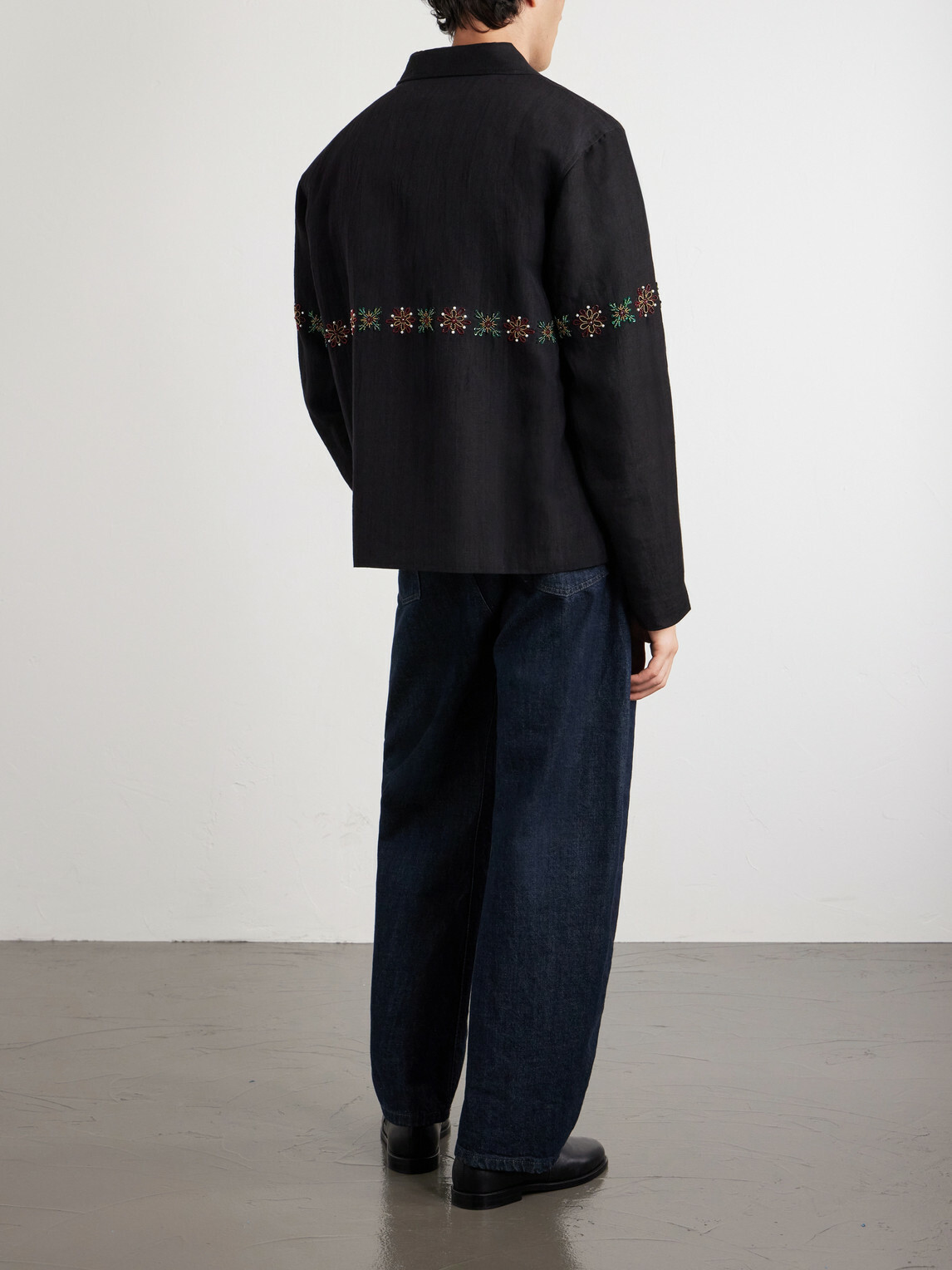 Kartik Research - Embroidered Linen Shirt - Black