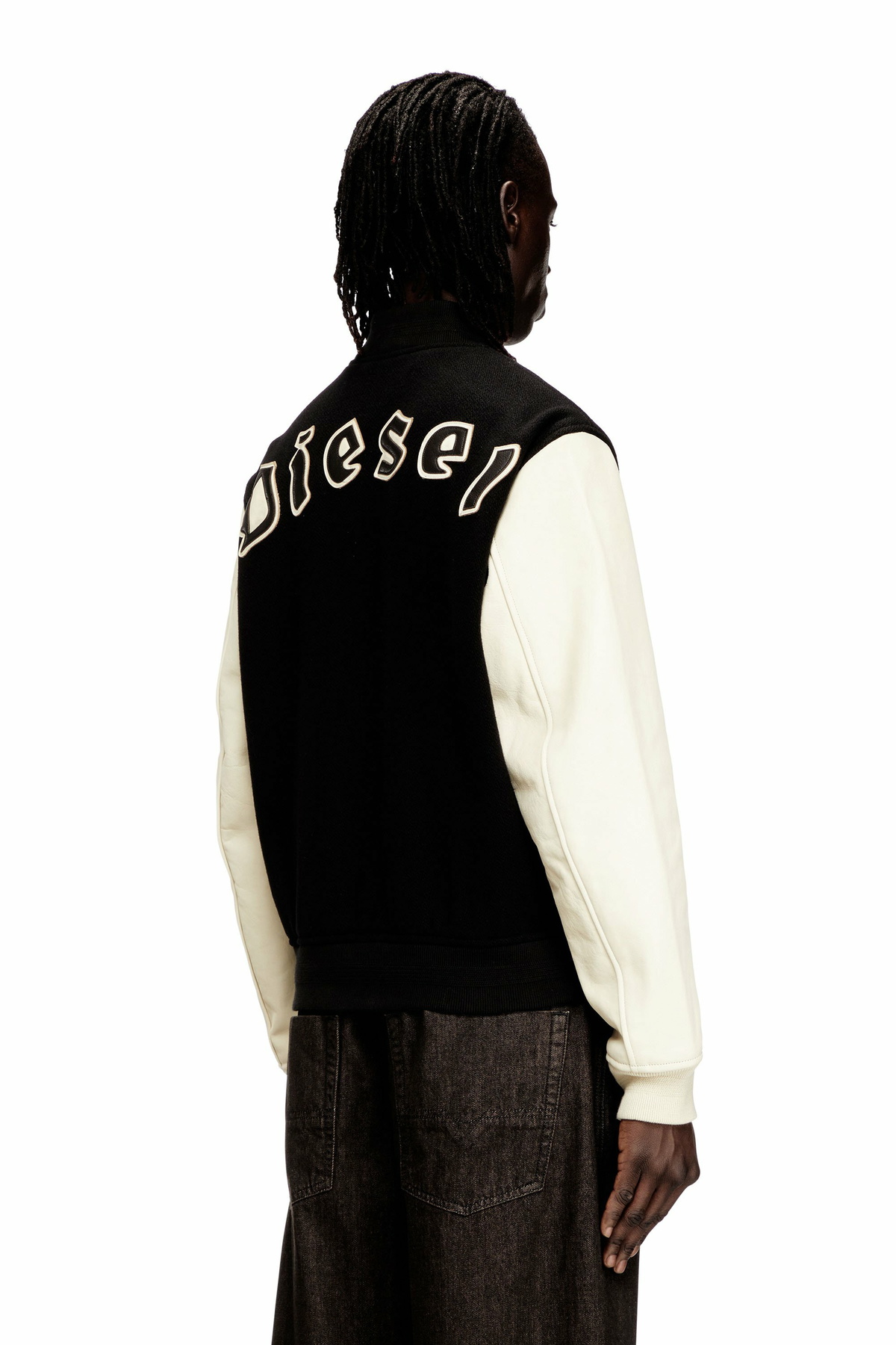 Diesel Bomber jacket in wool blend and leather - Leather jackets Mens in Multicolor