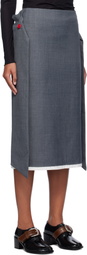 AO Yes Gray Low Waist Knot Straight Midi Skirt