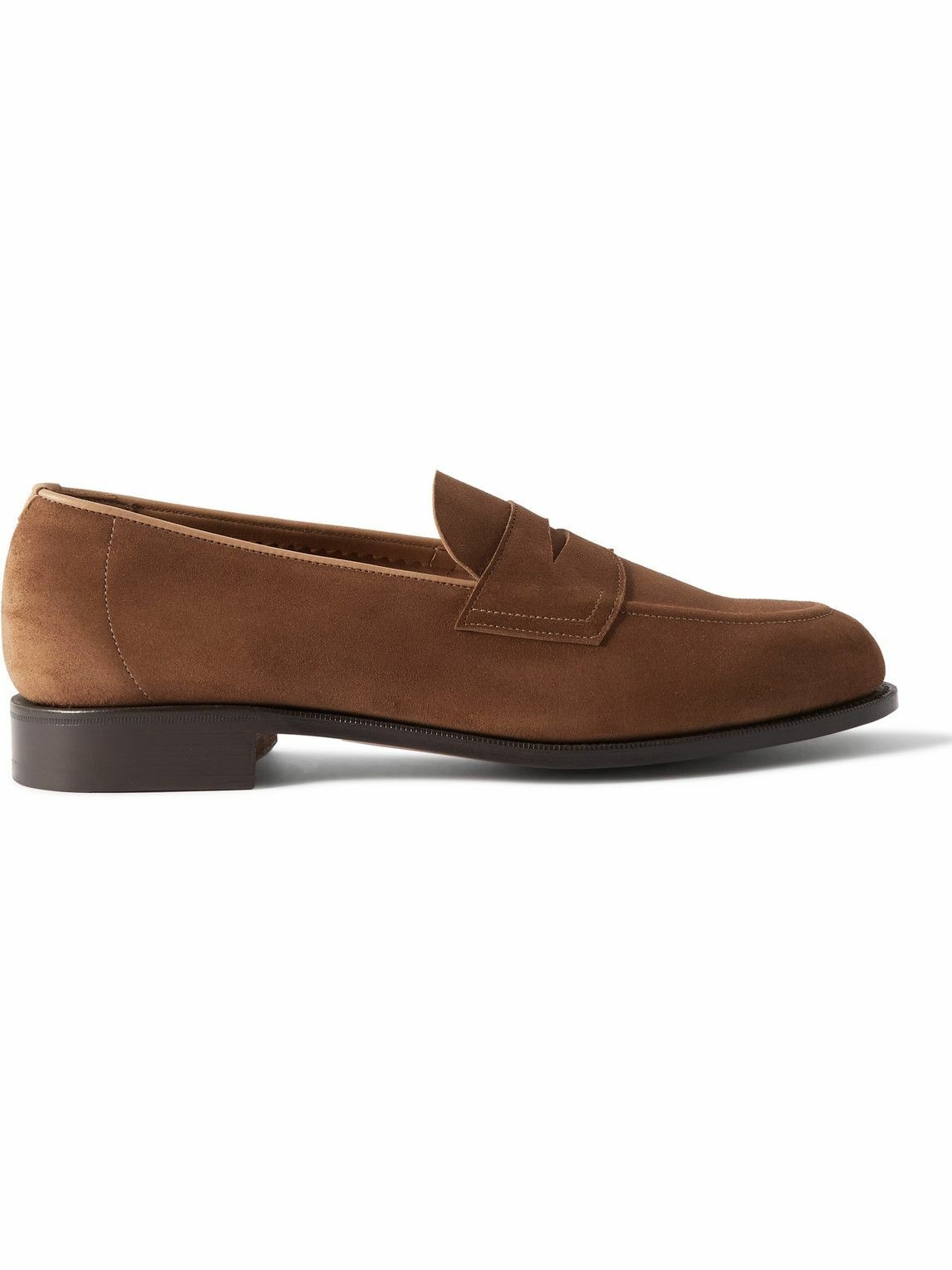 Photo: Edward Green - Picadilly Suede Penny Loafers - Brown