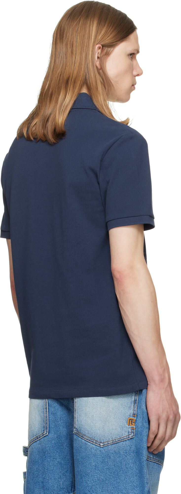 BALMAIN Blue Small Vintage Embroidered Polo