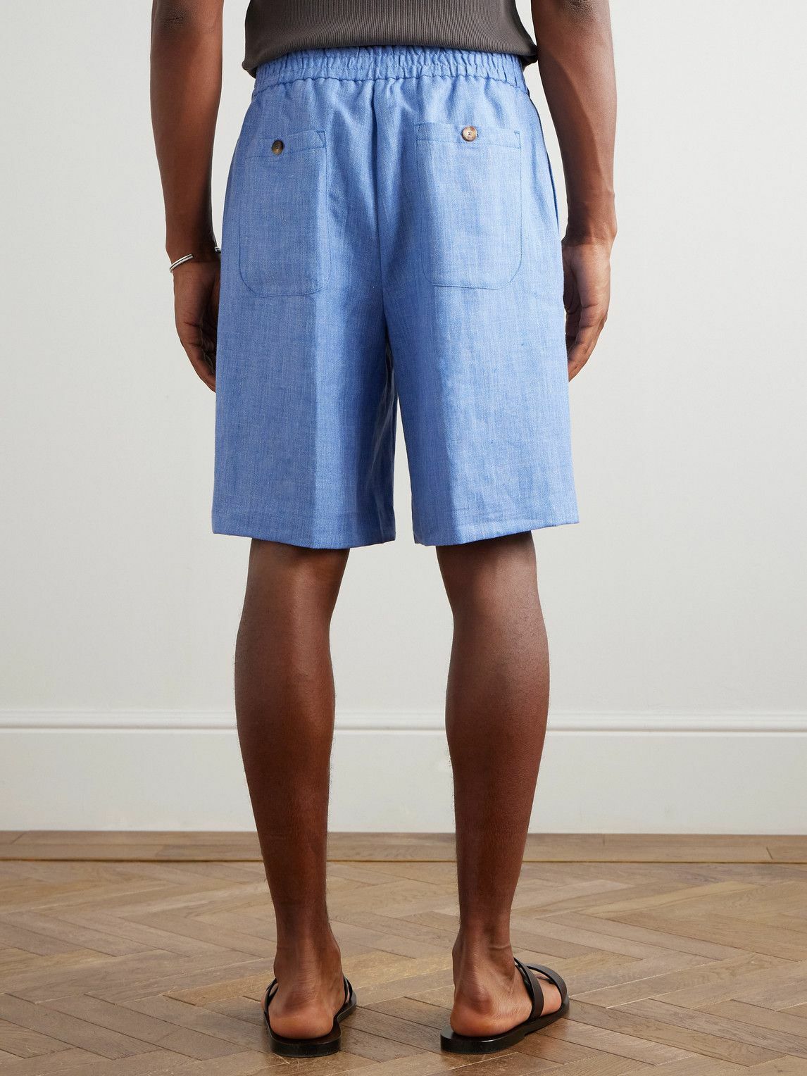 Etro - Straight-Leg Linen and Wool-Blend Shorts - Blue