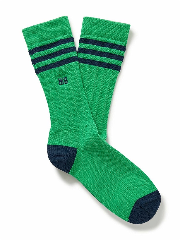 Photo: adidas Consortium - Wales Bonner Logo-Embroidered Striped Recycled Ribbed-Knit Socks - Green