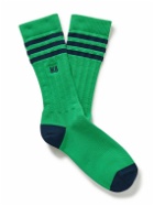 adidas Consortium - Wales Bonner Logo-Embroidered Striped Recycled Ribbed-Knit Socks - Green
