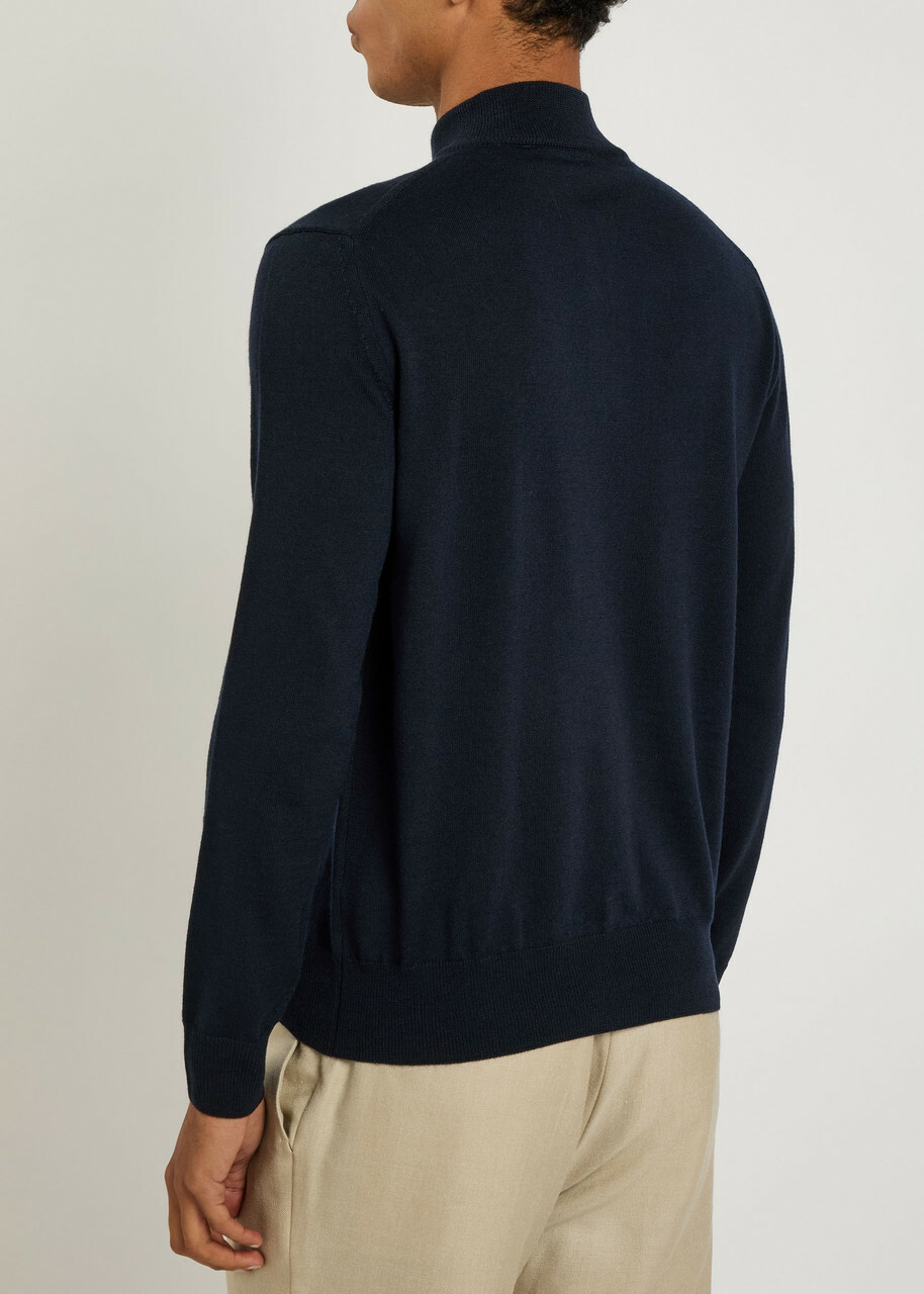 Aurélien Knit 1/4 zip Merino Wool Jumper Natural