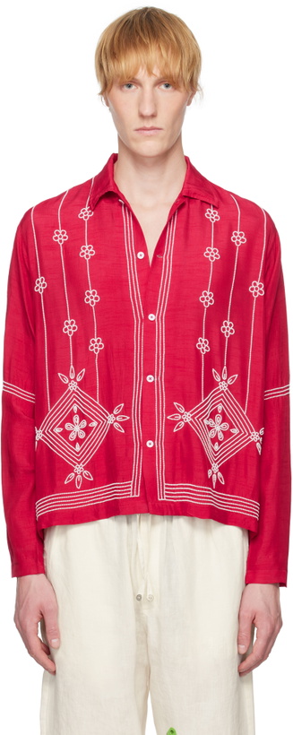 Photo: HARAGO Red & White Beadwork Shirt