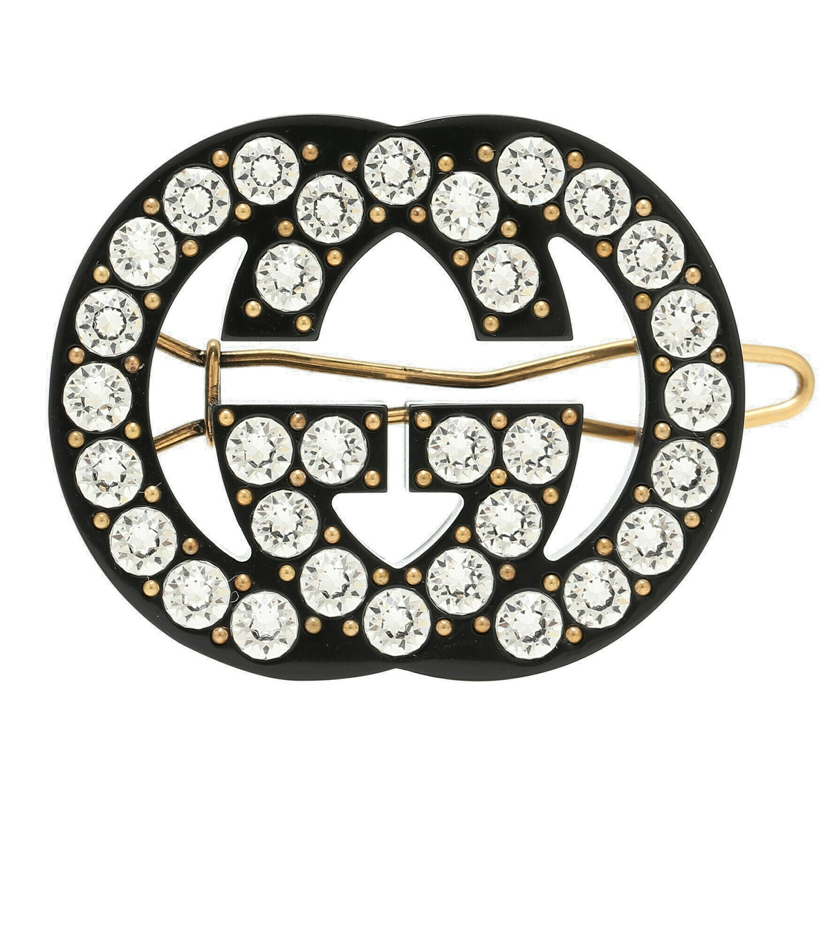 ヘアアクセサリー Yellow Crystal-Embellished Interlocking G Hair Clip GUCCI Metal Crystal Hairslide Tennis Interlocking G Hair
