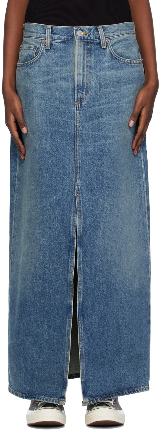 AGOLDE Blue Leif Denim Maxi Skirt AGOLDE