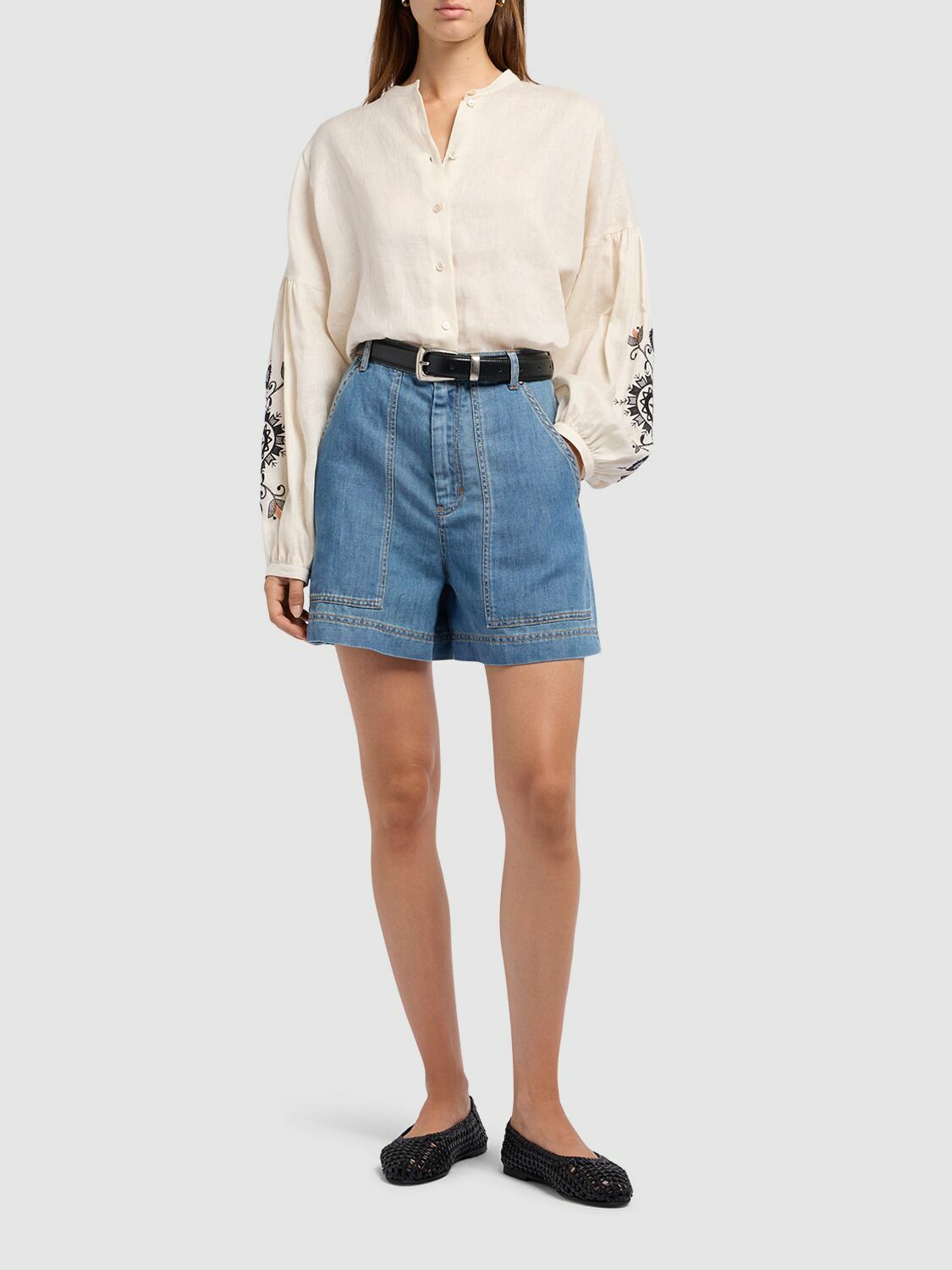WEEKEND MAX MARA Nabulus Denim High Rise Bermuda Shorts