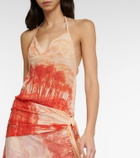 Jean Paul Gaultier Printed mesh halterneck top