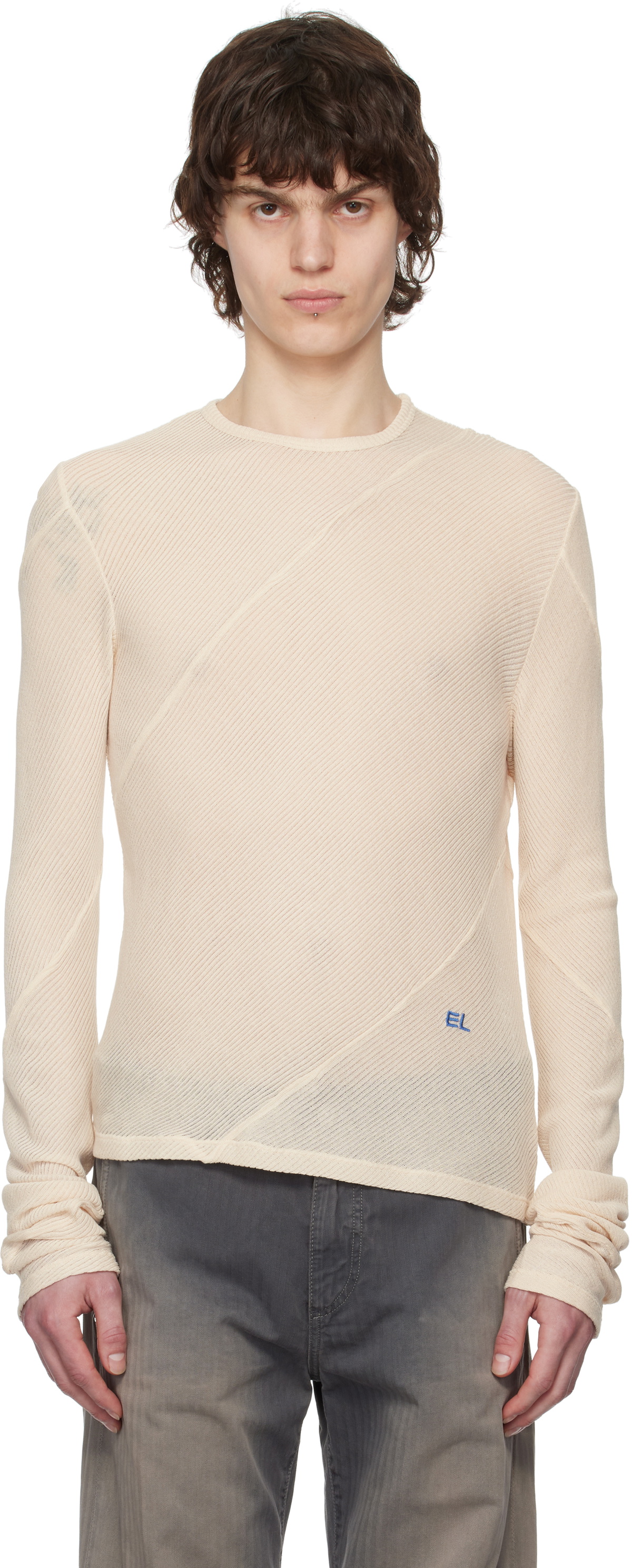 Eckhaus Latta White Lapped T-shirt Eckhaus Latta