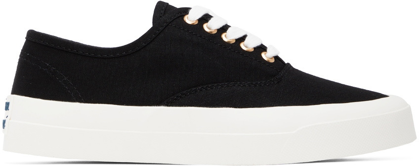 Maison Kitsuné Black Canvas Laced Low-Top Sneakers