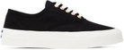 Maison Kitsuné Black Canvas Laced Low-Top Sneakers