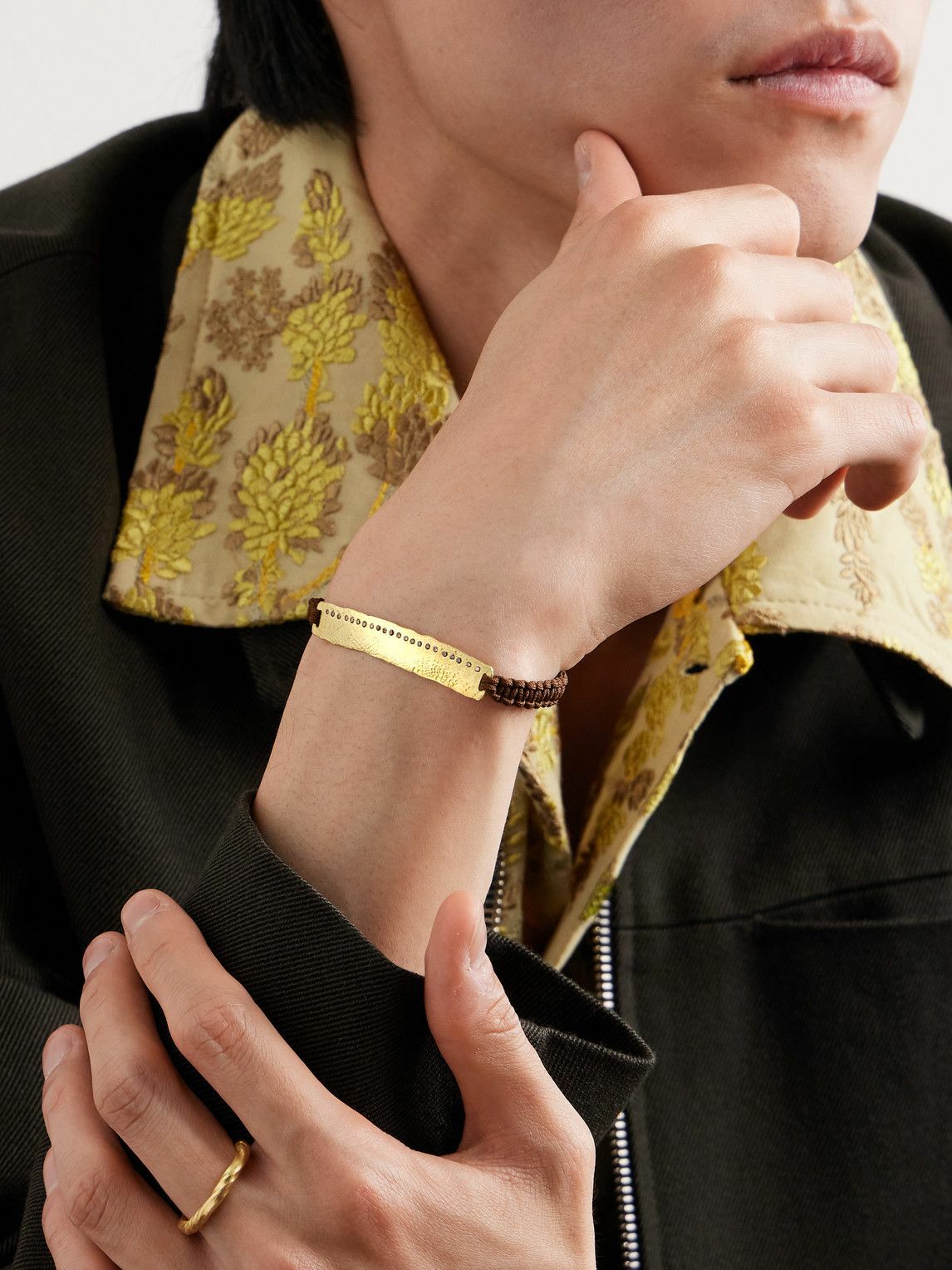 Elhanati - Mezuzah Gold, Cord and Diamond Bracelet