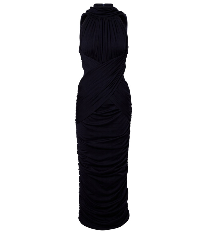 Photo: Balmain Ruched wool jersey midi dress